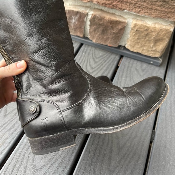 Frye Melissa Button Back Zip in Black Knee High Leather Boots size 6.5 - Picture 8 of 10
